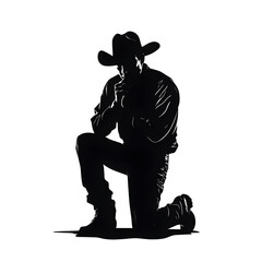 cowboy praying silhouette