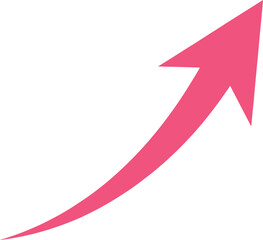 A pink arrow curving upwards and pointing to the upper right corner on a white background