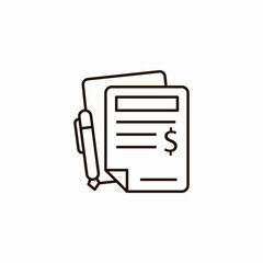 document pen dollar icon sign vector