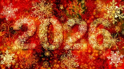A colorful image of snowflakes with the number 2026 written in the middle. Concept of excitement and anticipation for the upcoming year