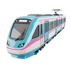 Sleek 3D Rendered Metro Train on Transparent Background