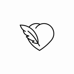 heart with feather icon sign vector