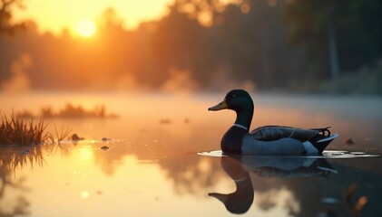 Lone Duck Decoy Sits