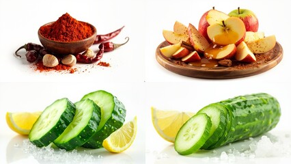A picture of variety fruits and vegetables background cartoonish emotion scene depth movement motion gesture composition colorful illustration backgrounds layers figure frame style