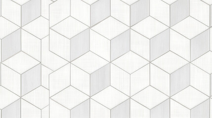 Geometric cube pattern wallpaper with matte cream texture and subtle line outlines creating modern and elegant design for interior decoration and wall covering