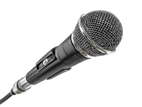 Live performance action music venue microphone focused view. Isolated on transparent background, png. isolated on transparent background, png