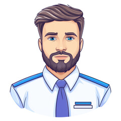 Obraz premium Professional Male Employee with Neat Hair and Uniform Style, isolated on transparent background.