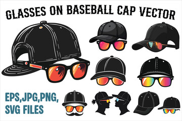 Glasses on White Baseball Cap Vector Illustration is a modern and stylish graphic 