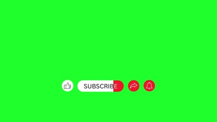 Green screen call to action buttons subscribe like share and bell notification