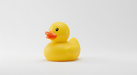 Playful Rubber Duck with Orange Beak and Black Eye Isolated