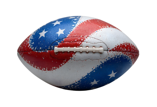 Patriotic American Football in Red, White, and Blue – Transparent Background PNG