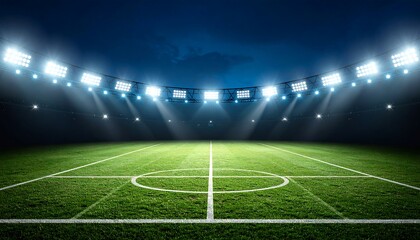 Obraz premium Empty stadium at night, bright lights