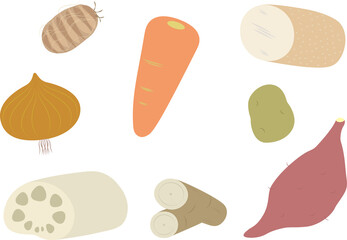 様々な根菜のイラスト © すぴかえる