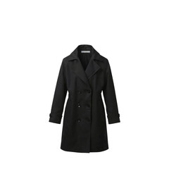 A plain black trench coat isolated on transparent background