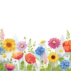  Summer banner with colorful wildflowers.