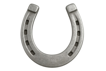 Fototapeta premium Silver horseshoe gleaming against transparent backdrop, representing luck and equine tradition