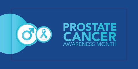 Prostate Cancer awareness banner. Realistic blue ribbon, prostate cancer symbol. Vector design template for infographics, websites, billboards