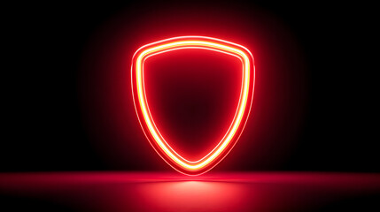 Glowing Shield Futuristic Neon Light Frame on Dark Background. Ai Generated Images