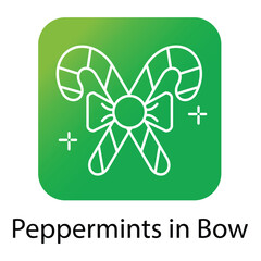 Christmas Peppermints in Bow Flat Style Vector Illustration Icon Design