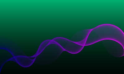 Futuristic Neon Wave Line Abstract Background – Purple Curve on Dark Green Gradient