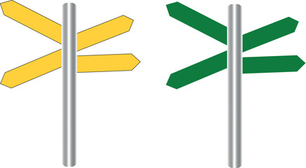 Directional signs pointing multiple directions indicate choices and decisions, great for business
