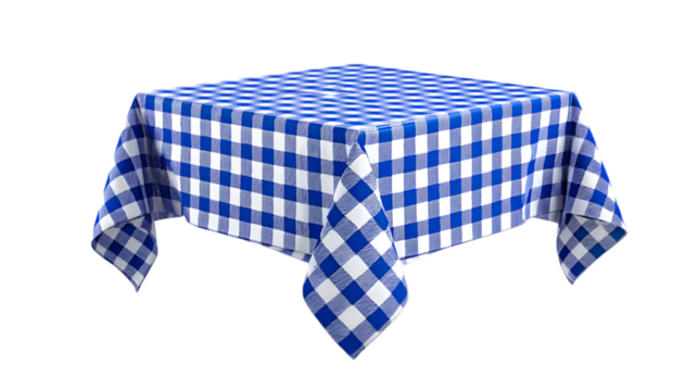 Square Blue Gingham Tablecloth for Dining, Kitchen and Picnic Textile. Ai Generated Images - Powered by Adobe