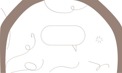 Minimalist design element featuring a speech bubble and playful swirls, perfect for adding a touch of whimsy