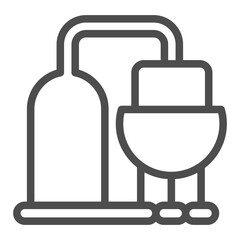 Tanks storage, pipes with water filter line icon, manufacturing concept, cistern, cylinder container sign on white background, outline style icon for mobile and web design. Vector graphics.