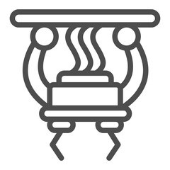 Mechanical arm, robot hand line icon, manufacture technology concept, conveyor claw with wires sign on white background, outline style icon for mobile and web design. Vector graphics.