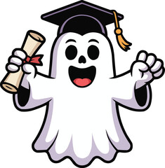 Graduation Ghost Celebration Illustration

