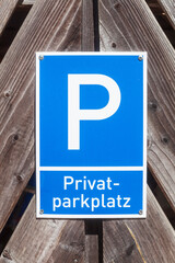 Verkehrsschild Privatparkplatz, parken, Deutschland