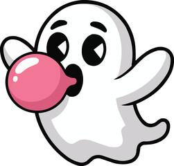 Cartoon Ghost Blowing Bubble Gum

