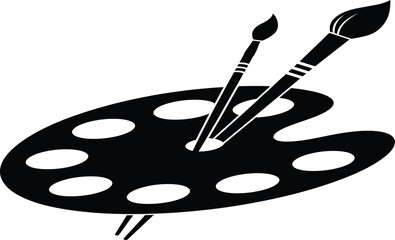 Modern art palette with brushes for creative projects, a symbol of artistic expression and imagination, perfect for design and decoration