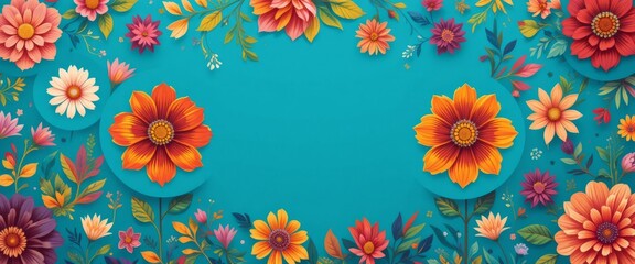 Hispanic heritage month background. Vector banner, poster for social media, networks. Greeting card with copy space. National Hispanic heritage month text, Papel Picado pattern on blue background