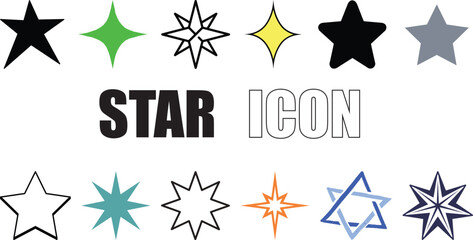  Set of Star vector, star icon, star, stars and star icon collection.