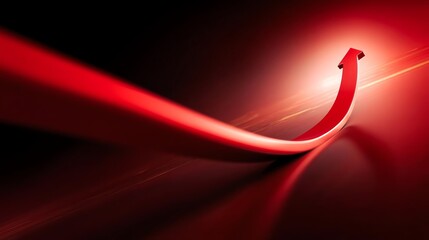 A dynamic red arrow curving through a dark background, symbolizing progress and direction.