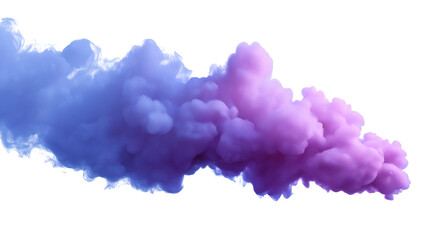Fototapeta premium colorful smoke plume in shades of purple and blue isolated on white background