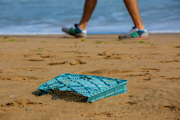 sea beach and waste plastic image global problem