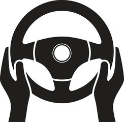 Hands on Steering Wheel Icon - Driving Safety Symbol Vector