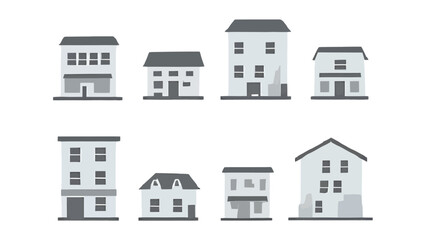 Modern architectural townhouses create a unique neighborhood aesthetic, perfect for real estate marketing and urban planning designs