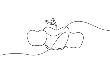 Apple fruit continuous one line drawing minimalist style healthy and organic outline vector illustration