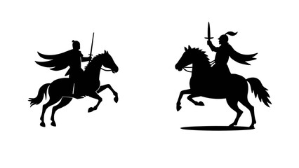 Powerful warrior silhouette on horseback wielding sword, evoking courage and strength for historical fiction or fantasy book covers and more