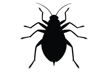 Silhouette illustration of a small aphid insect on a clean white background