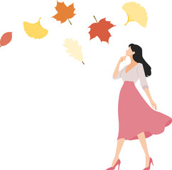 秋の落ち葉のイラスト	
