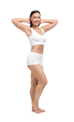 Obraz premium Fit woman with perfect body on white background