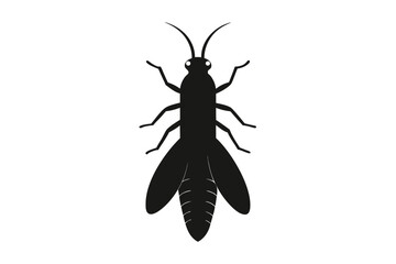 Black silhouette of a wasp on a white background