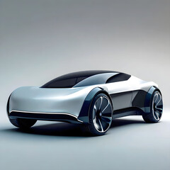 Futuristic electric car on a light background