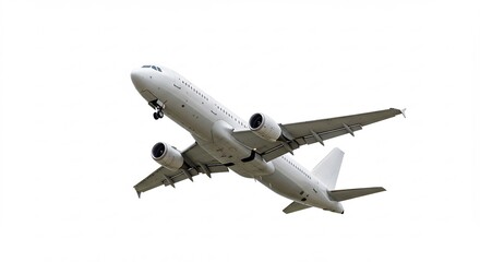 Fototapeta premium 白い旅客機 快適な飛行 美しいシルエット 上昇する機体. AI Generated