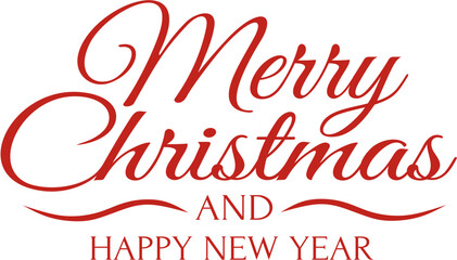 Merry Christmas and Happy New Year – beautiful text, vector, red style, greeting cards, banners, posters, png without background, for your projects