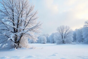 Frozen branches draped with glistening snow, a stark winter landscape of leafless trees against a pale sky Perfect for winter, nature, and seasonal themes , tranquil, peace